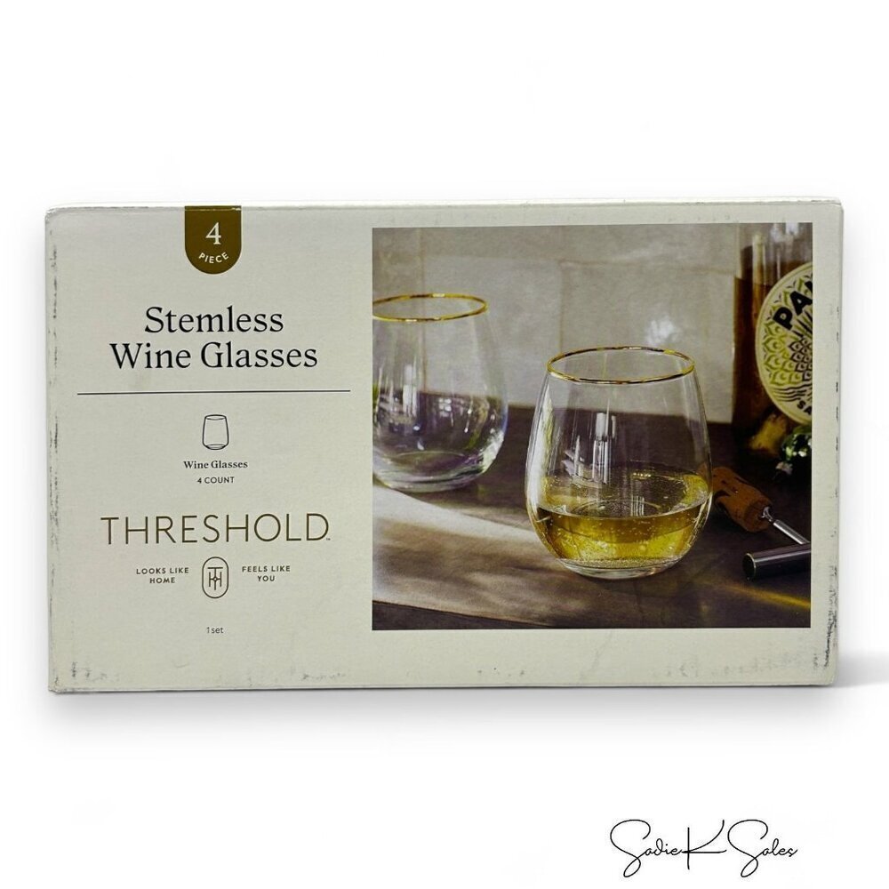 Threshold 4pc Stemless Wine Glass Set Gold - Target - Picture 4 of 4